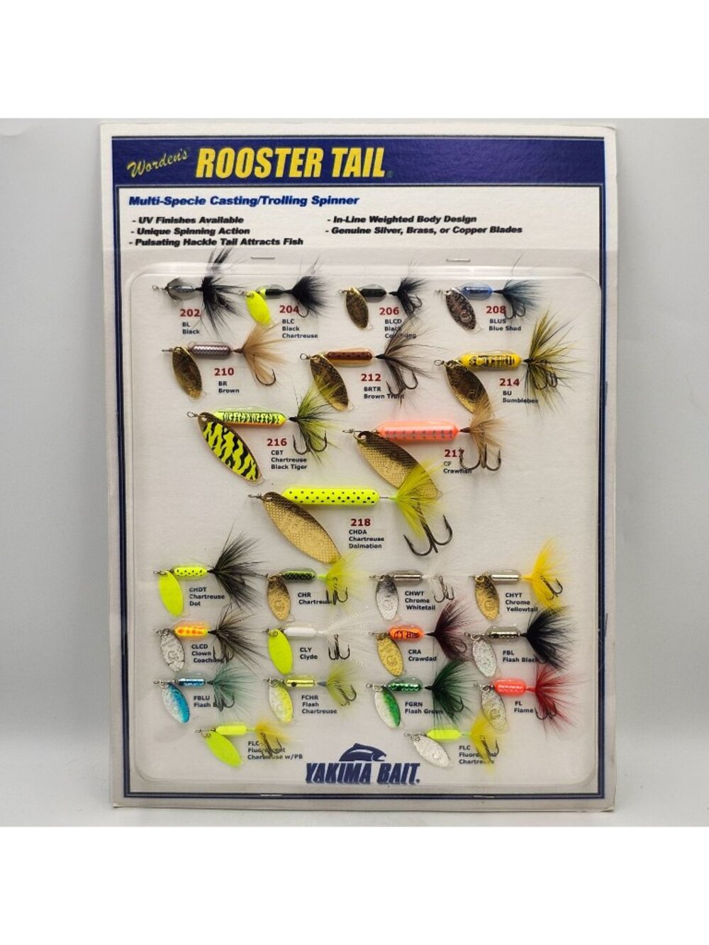 Yakima Bait Wordens Rooster Tail Spinner Fishing Lure Display Board Board 820359